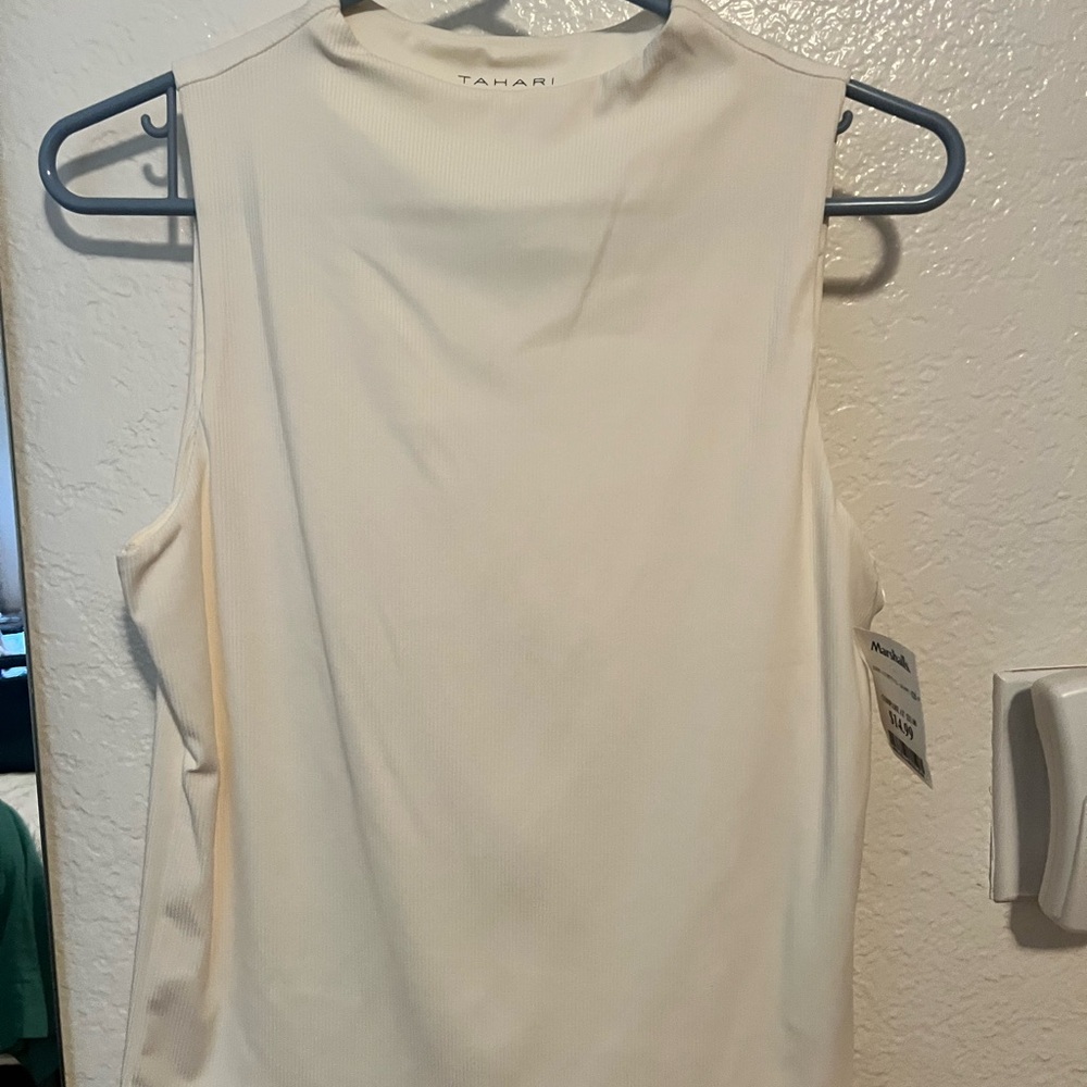 Tahari Women's Elegant White Sleeveless Blouse